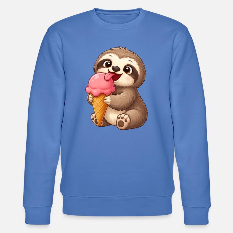 Süßes Faultier mit Eis Cartoon - Stanley/Stella Unisex Bio-Sweatshirt CHANGER  - Blau