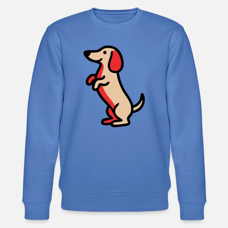 Süßer Dackel Hund Männchen Comic - Stanley/Stella Unisex Bio-Sweatshirt CHANGER  - Blau