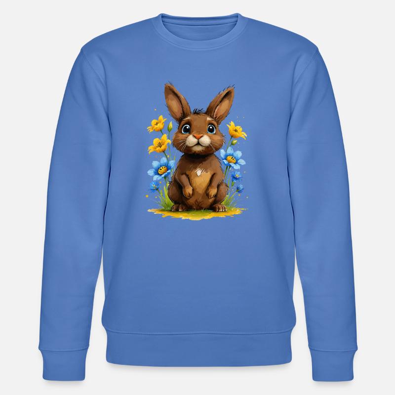 Lapin brun mignon parmi les fleurs - Sweat bio CHANGER Stanley/Stella Unisexe - bleu