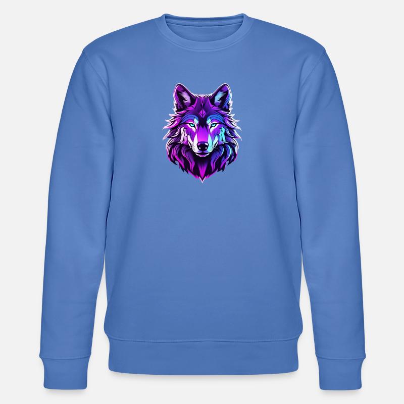Wolf in Neonfarben - Stanley/Stella Unisex Bio-Sweatshirt CHANGER - Blau