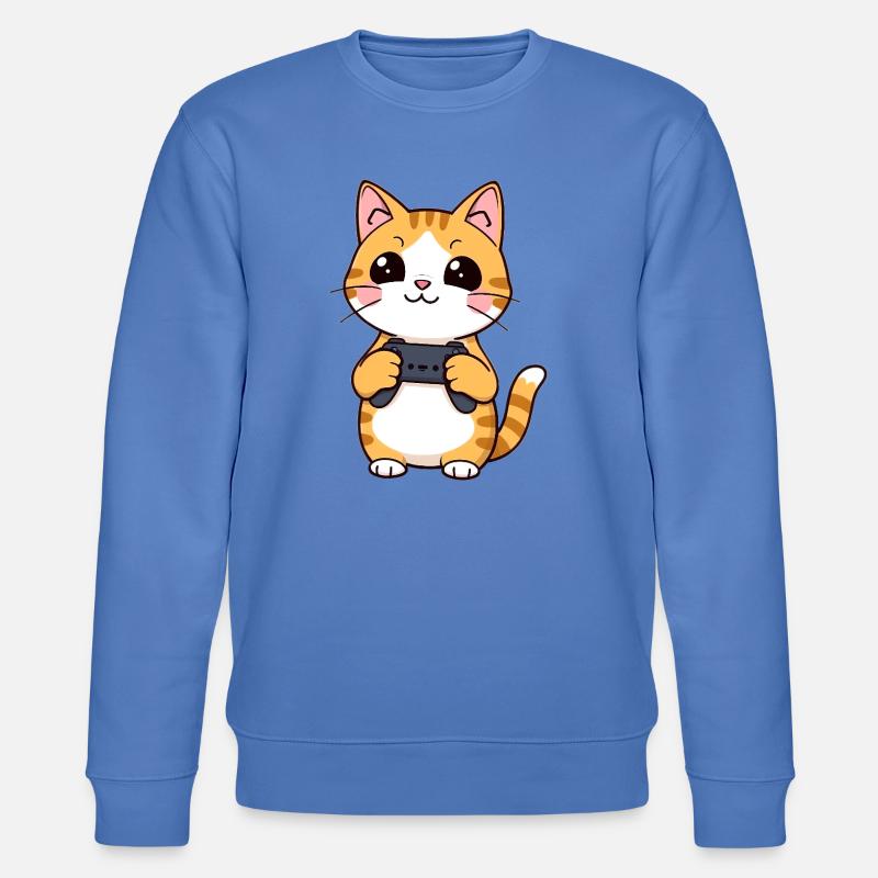 Gaming Katze mit Controller - Stanley/Stella Unisex Bio-Sweatshirt CHANGER  - Blau