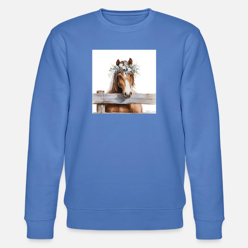Blütengekrontes Pferd - Stanley/Stella Unisex Bio-Sweatshirt CHANGER  - Blau