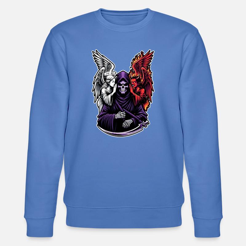 Sensenmann mit Engel und Dämon - Stanley/Stella Unisex Bio-Sweatshirt CHANGER  - Blau