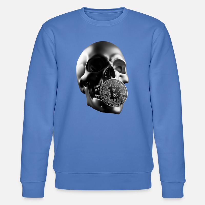 Bitcoin Skull Totenkopf Krypto Design - Stanley/Stella Unisex Bio-Sweatshirt CHANGER  - Blau