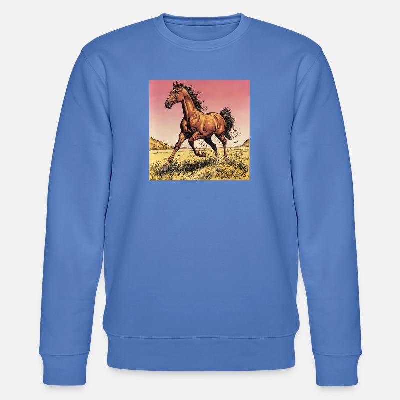 Dynamischer Wildpferd-Print - Stanley/Stella Unisex Bio-Sweatshirt CHANGER  - Blau