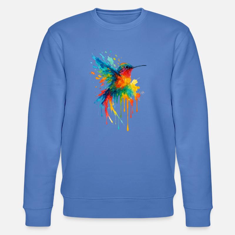 Hummingbird Aquarell Splash Chroma - Stanley/Stella Unisex Bio-Sweatshirt CHANGER  - Blau
