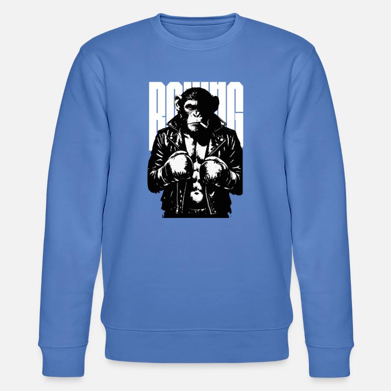 Monkey Boxer Rebel Monkey in Leder-Boxjacke - Stanley/Stella Unisex Bio-Sweatshirt CHANGER  - Blau