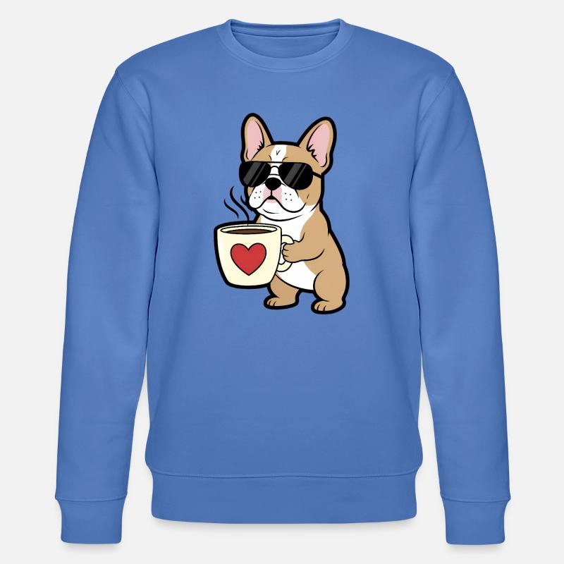 Bulldogge Hund Kaffee Comic - Stanley/Stella Unisex Bio-Sweatshirt CHANGER - Blau