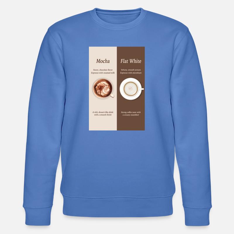 Affiche Moka vs café blanc plat - Sweat bio CHANGER Stanley/Stella Unisexe - bleu