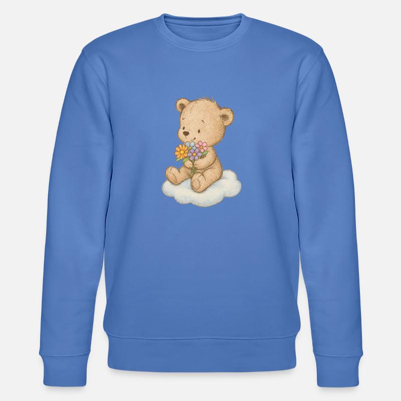 Süßer Teddybär mit Blumen - Stanley/Stella Unisex Bio-Sweatshirt CHANGER  - Blau