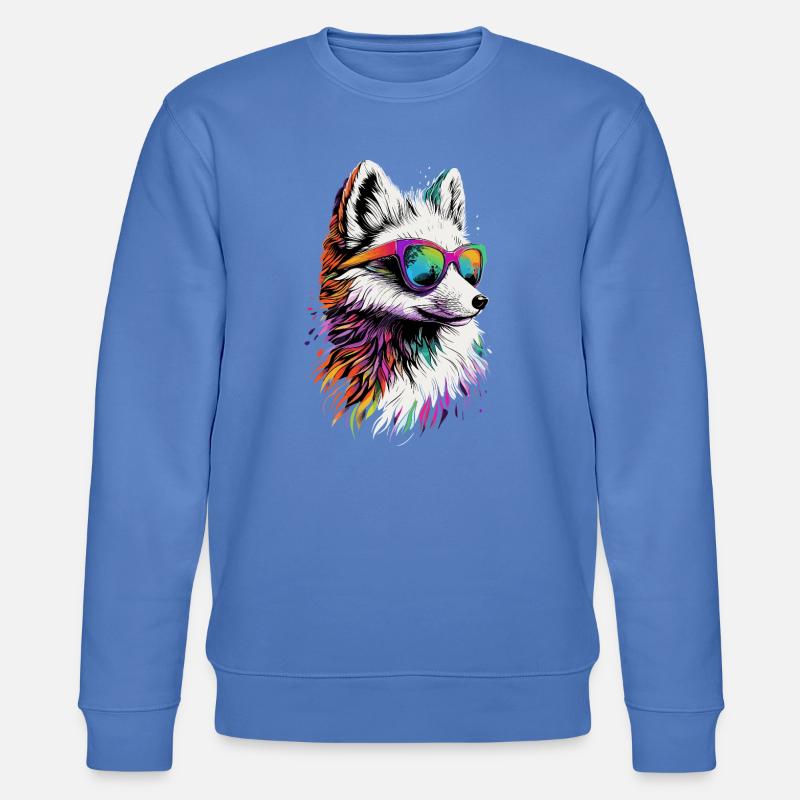 Polarfuchs Schneefuchs Eisfuchs Süßer Weißer Fuchs - Stanley/Stella Unisex Bio-Sweatshirt CHANGER  - Blau
