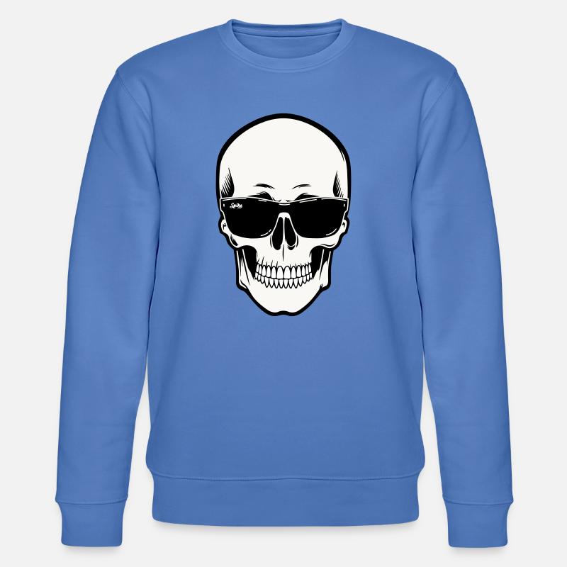 Skelett mit Sonnenbrille in Schwarzweiß - Stanley/Stella Unisex Bio-Sweatshirt CHANGER  - Blau