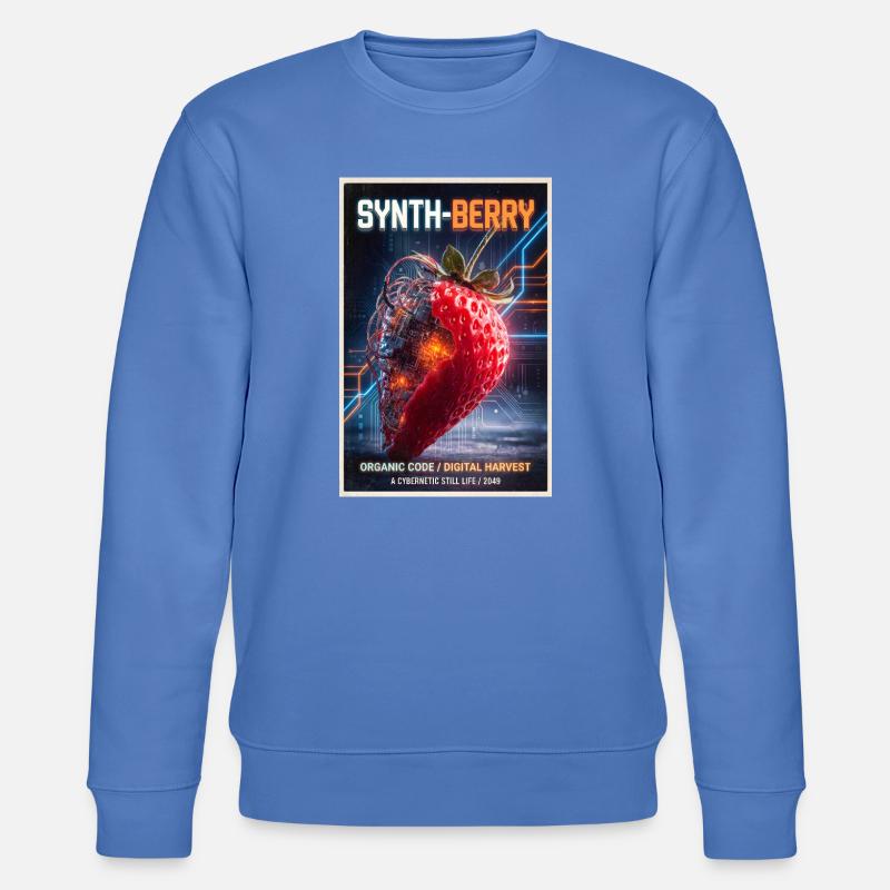 Synth-Beere: Kybernetische Erdbeere - Stanley/Stella Unisex Bio-Sweatshirt CHANGER  - Blau