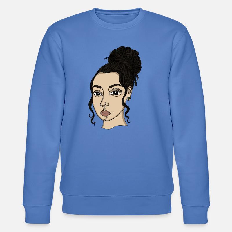 Porträtstil Bun Nasepiercing - Stanley/Stella Unisex Bio-Sweatshirt CHANGER  - Blau