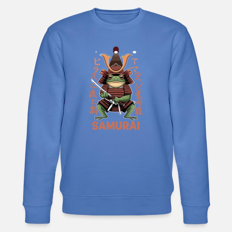 Samurai Frog Warrior Illustration with - Stanley/Stella CHANGER Unisex Organic Sweatshirt - bright blue