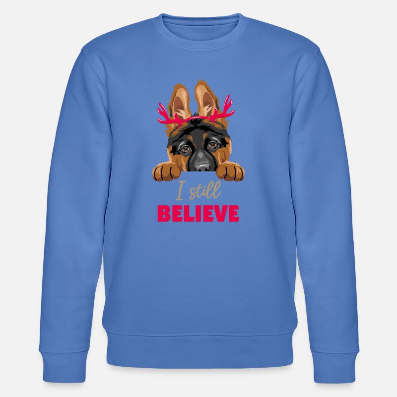 Lugender Deutscher Schäferhundwelpe mit Hörnern - Stanley/Stella Unisex Bio-Sweatshirt CHANGER  - Blau