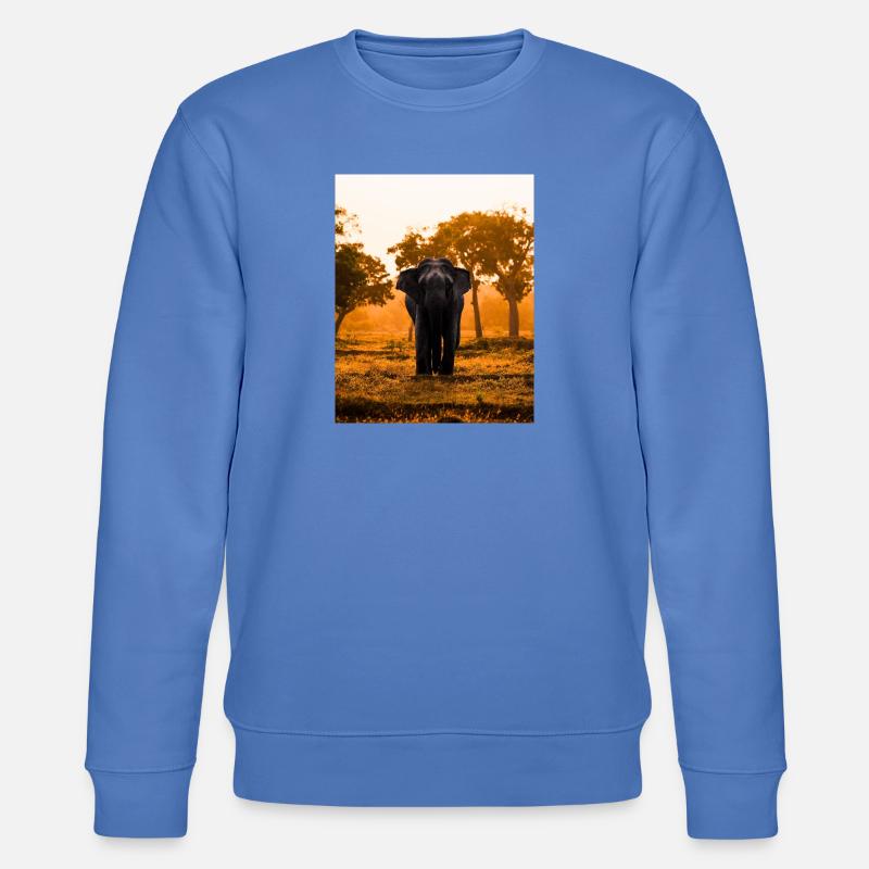 éléphant-arbre-coucher de soleil-lever de soleil - Sweat bio CHANGER Stanley/Stella Unisexe - bleu