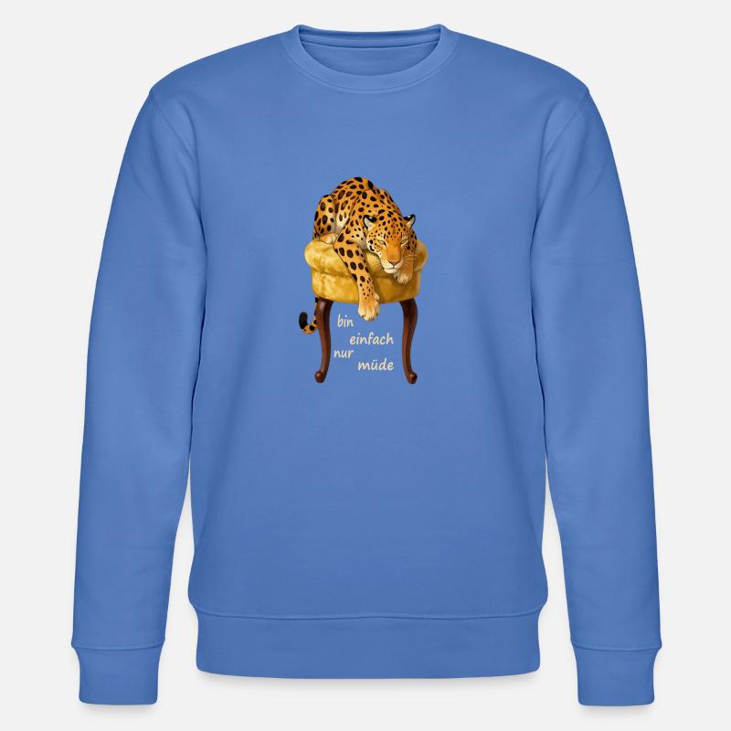 Müder Leopard auf Samtkissen - Stanley/Stella Unisex Bio-Sweatshirt CHANGER  - Blau