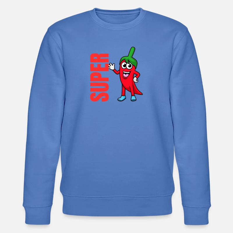 Pepper Hero: Verspieltes Chili-Maskottchen - Stanley/Stella Unisex Bio-Sweatshirt CHANGER  - Blau