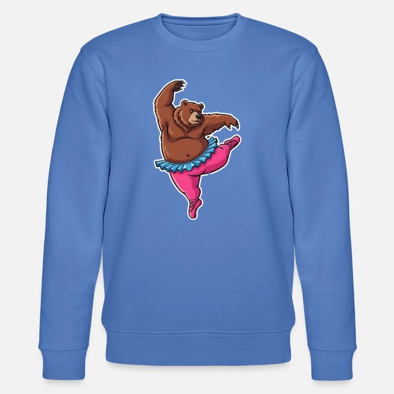 Ballet Bear Comic Gift - Stanley/Stella CHANGER Unisex Organic Sweatshirt - bright blue