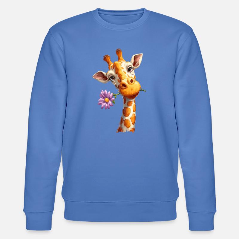 Giraffe mit Blume - Stanley/Stella Unisex Bio-Sweatshirt CHANGER  - Blau