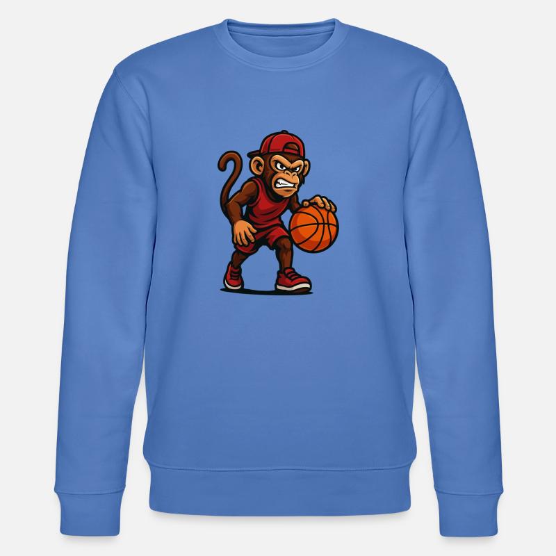 affe comic basketball - Stanley/Stella Unisex Bio-Sweatshirt CHANGER  - Blau