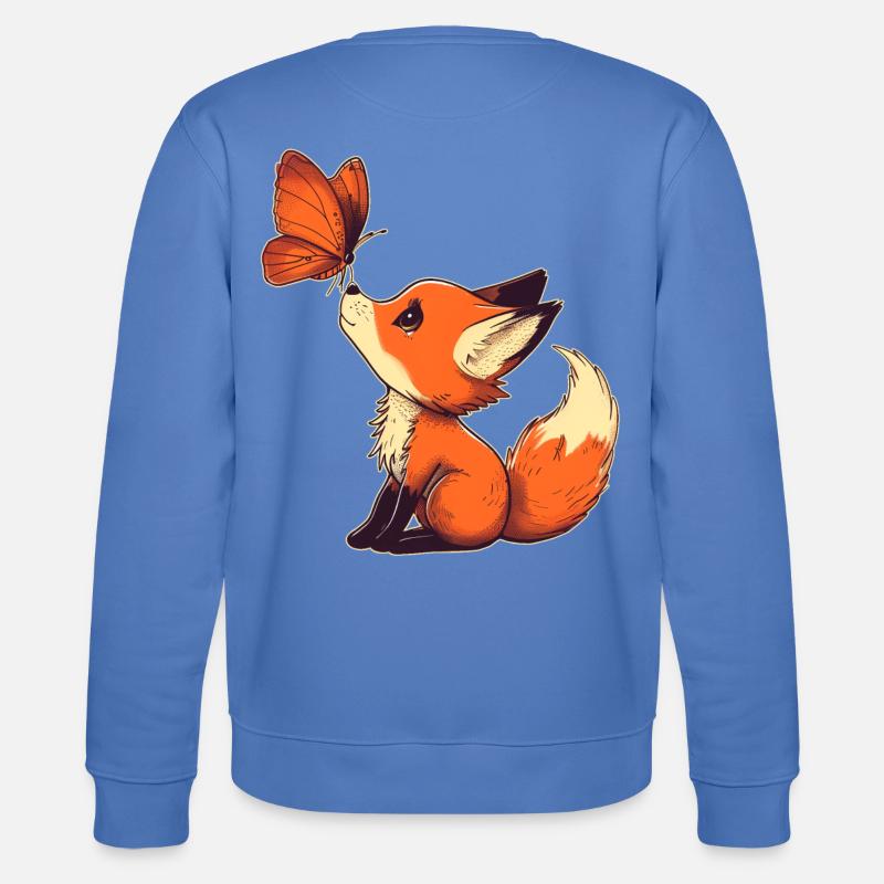 Fuchs mit Schmetterling - Stanley/Stella Unisex Bio-Sweatshirt CHANGER  - Blau