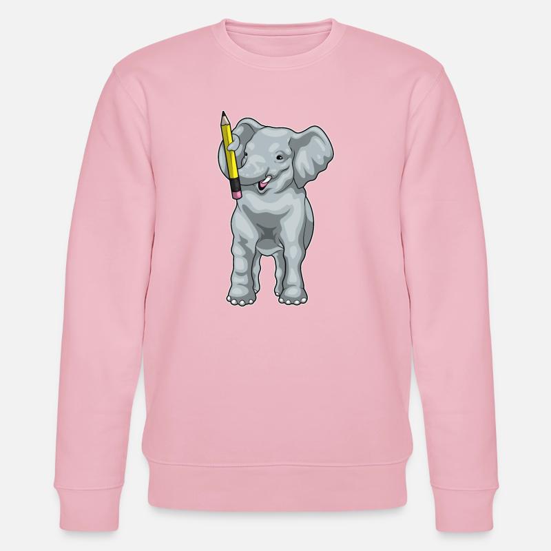 Elefant Schüler Bleistift Schule - Stanley/Stella Unisex Bio-Sweatshirt CHANGER  - Hellrosa