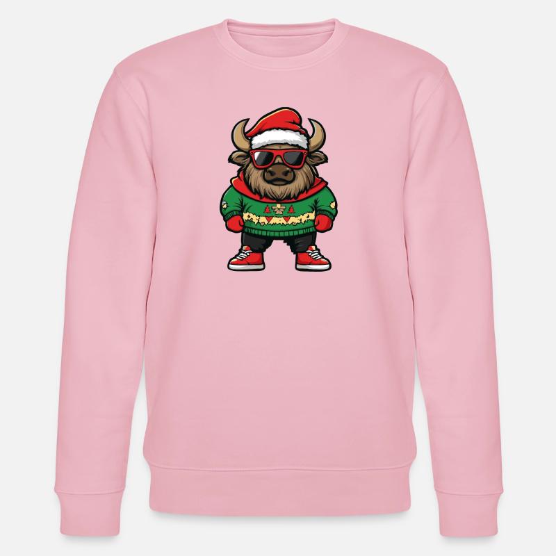 Bison Noël Cool Noël - Sweat bio CHANGER Stanley/Stella Unisexe - rose pâle