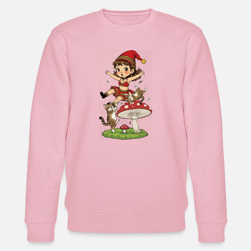 Leprechaun-Mädchen fällt vom Pilz - Stanley/Stella Unisex Bio-Sweatshirt CHANGER  - Hellrosa