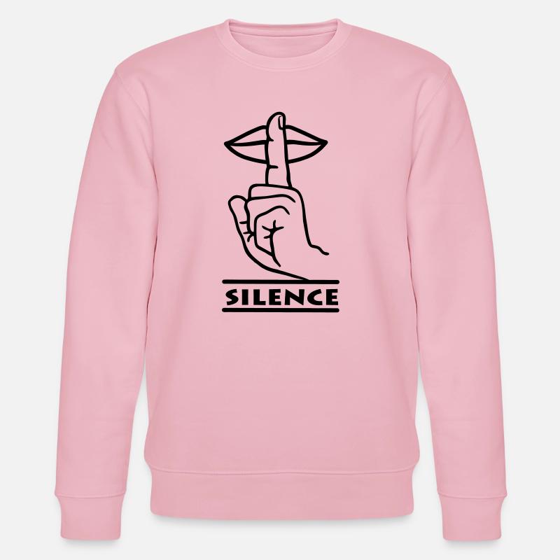 Hand mit Finger Stille Handgeste 'STILLE' - Stanley/Stella Unisex Bio-Sweatshirt CHANGER  - Hellrosa