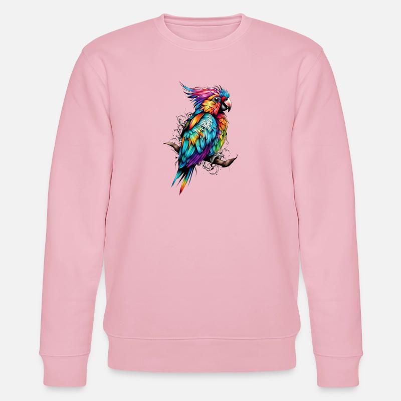 Bunter Papagei Farbfeuer - Stanley/Stella Unisex Bio-Sweatshirt CHANGER  - Hellrosa