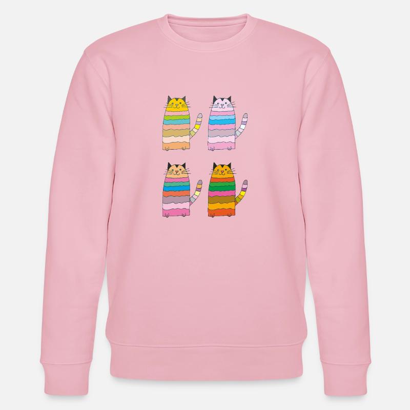 katze geringelt vierfach bunt - Stanley/Stella Unisex Bio-Sweatshirt CHANGER  - Hellrosa