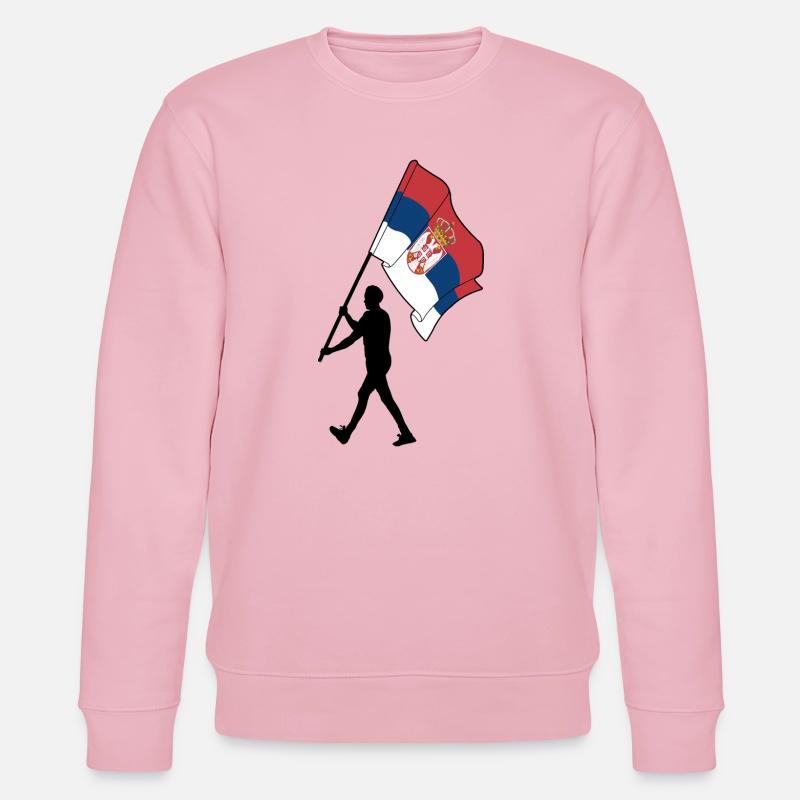 Flagge Serbien Mann geht - Stanley/Stella Unisex Bio-Sweatshirt CHANGER  - Hellrosa
