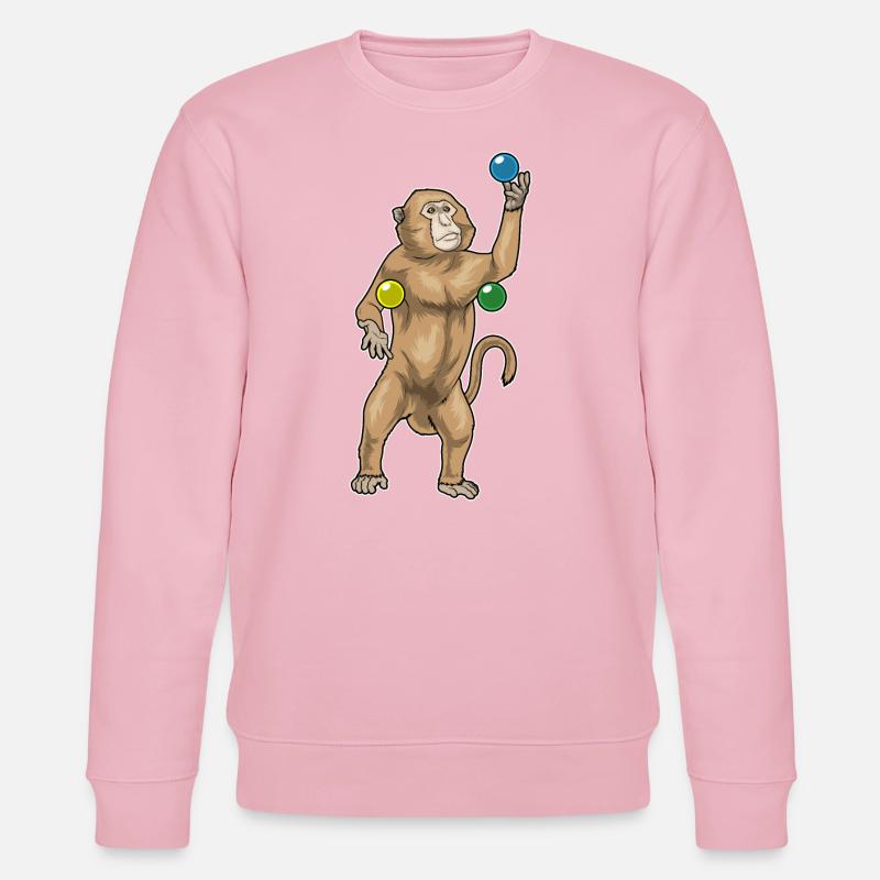 Monkey juggler juggling - Stanley/Stella CHANGER Unisex Organic Sweatshirt - cotton pink
