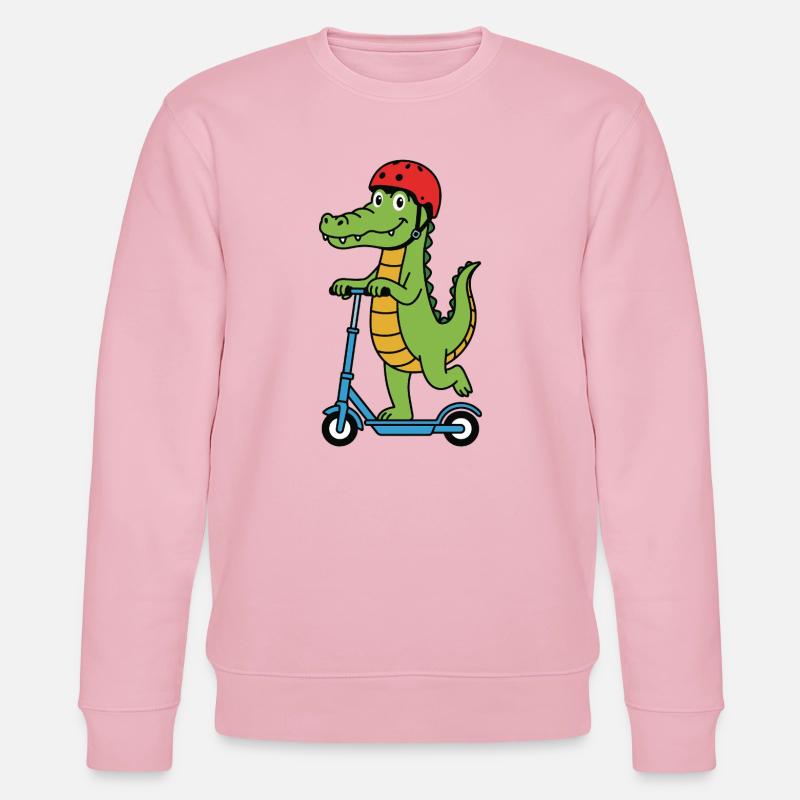 Krokodil auf einem Roller - Stanley/Stella Unisex Bio-Sweatshirt CHANGER  - Hellrosa