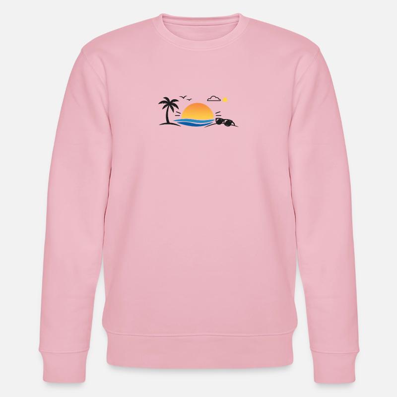 Sunset over palm tree beach - Stanley/Stella CHANGER Unisex Organic Sweatshirt - cotton pink