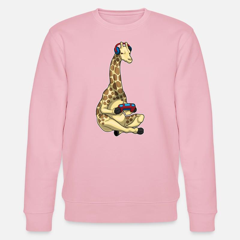 Giraffe Gamer Controller - Stanley/Stella CHANGER Unisex Organic Sweatshirt - cotton pink