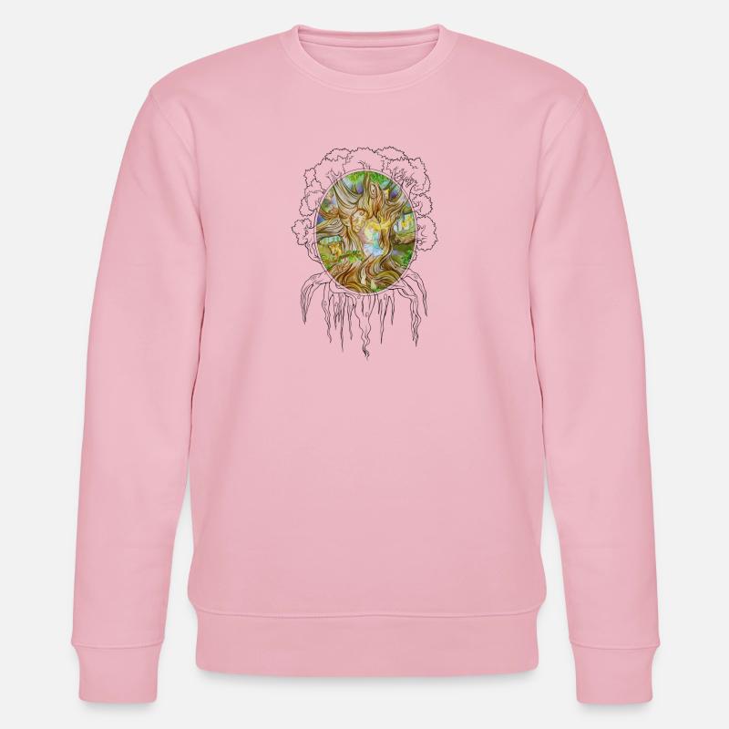 Baum der Weisheit, Wurzel, Spiegel, Mädchen - Stanley/Stella Unisex Bio-Sweatshirt CHANGER  - Hellrosa
