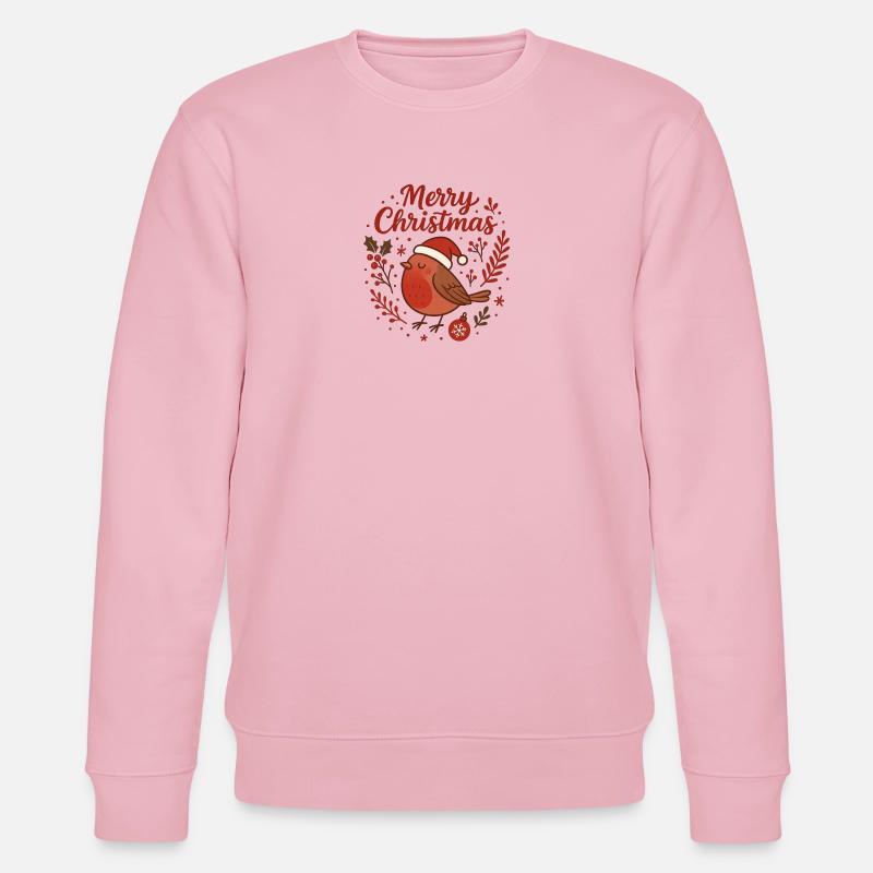Robin mit Santa Hut – Merry Christmas - Stanley/Stella Unisex Bio-Sweatshirt CHANGER  - Hellrosa