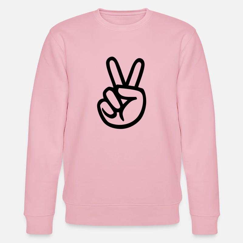 icon peace hand sign - Stanley/Stella Unisex Bio-Sweatshirt CHANGER  - Hellrosa