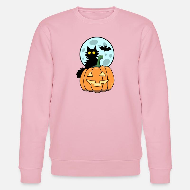 Katze auf Kürbis - Stanley/Stella Unisex Bio-Sweatshirt CHANGER  - Hellrosa