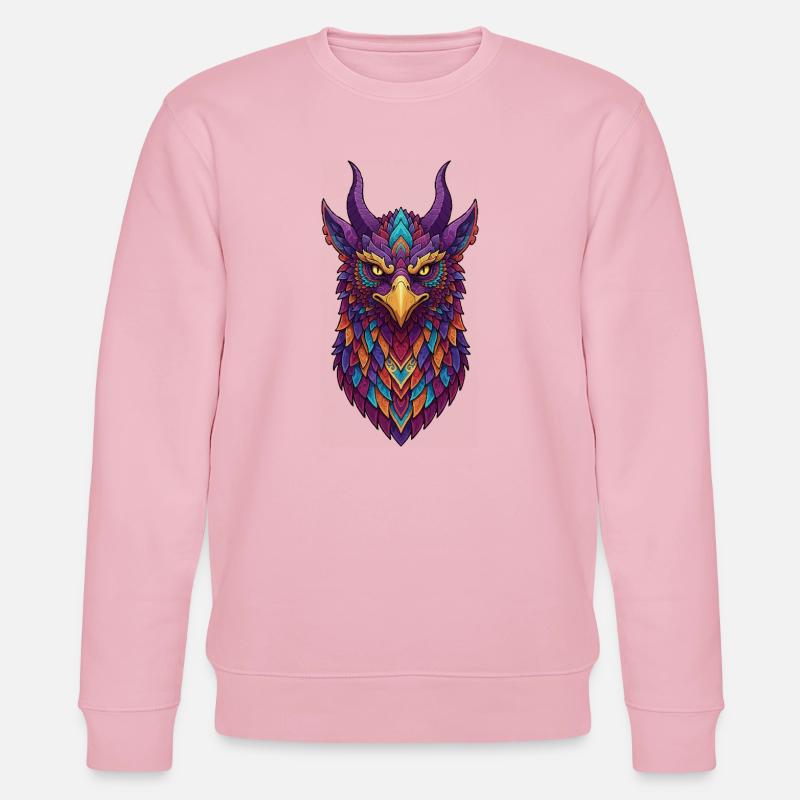 Bunte Eule mit Hörnern - Stanley/Stella Unisex Bio-Sweatshirt CHANGER  - Hellrosa