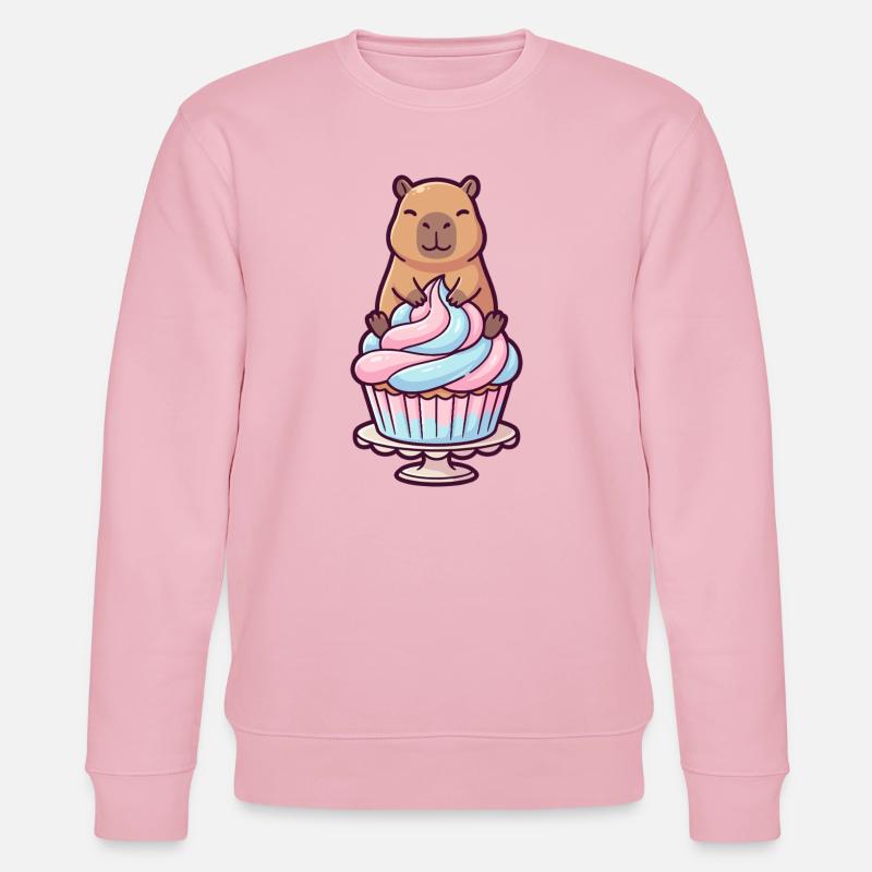 Capybara auf Cupcake-Torte süßes Motiv - Stanley/Stella Unisex Bio-Sweatshirt CHANGER  - Hellrosa