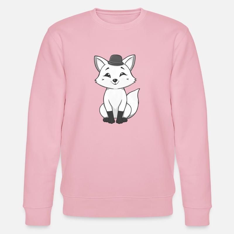 Fuchs mit Hut in schwarz-weiß - Stanley/Stella Unisex Bio-Sweatshirt CHANGER  - Hellrosa