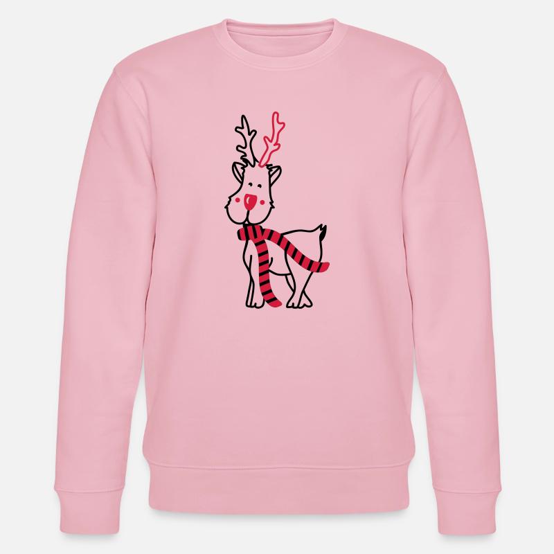 Rentier mit Schal - Stanley/Stella Unisex Bio-Sweatshirt CHANGER  - Hellrosa