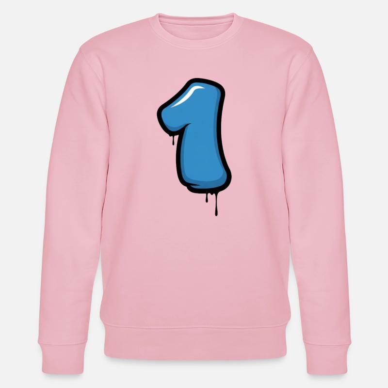 Blaues Nummer Eins Design - Stanley/Stella Unisex Bio-Sweatshirt CHANGER  - Hellrosa