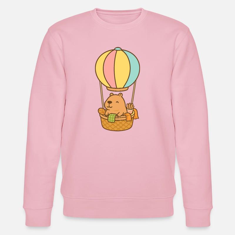 Capybara en montgolfière – doux et détendu 🎈 - Sweat bio CHANGER Stanley/Stella Unisexe - rose pâle