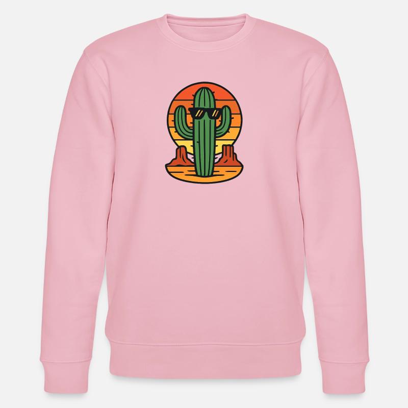 Sunset cactus with sunglasses - Stanley/Stella CHANGER Unisex Organic Sweatshirt - cotton pink