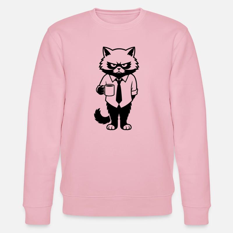 Grumpy office hangover with coffee - Stanley/Stella CHANGER Unisex Organic Sweatshirt - cotton pink